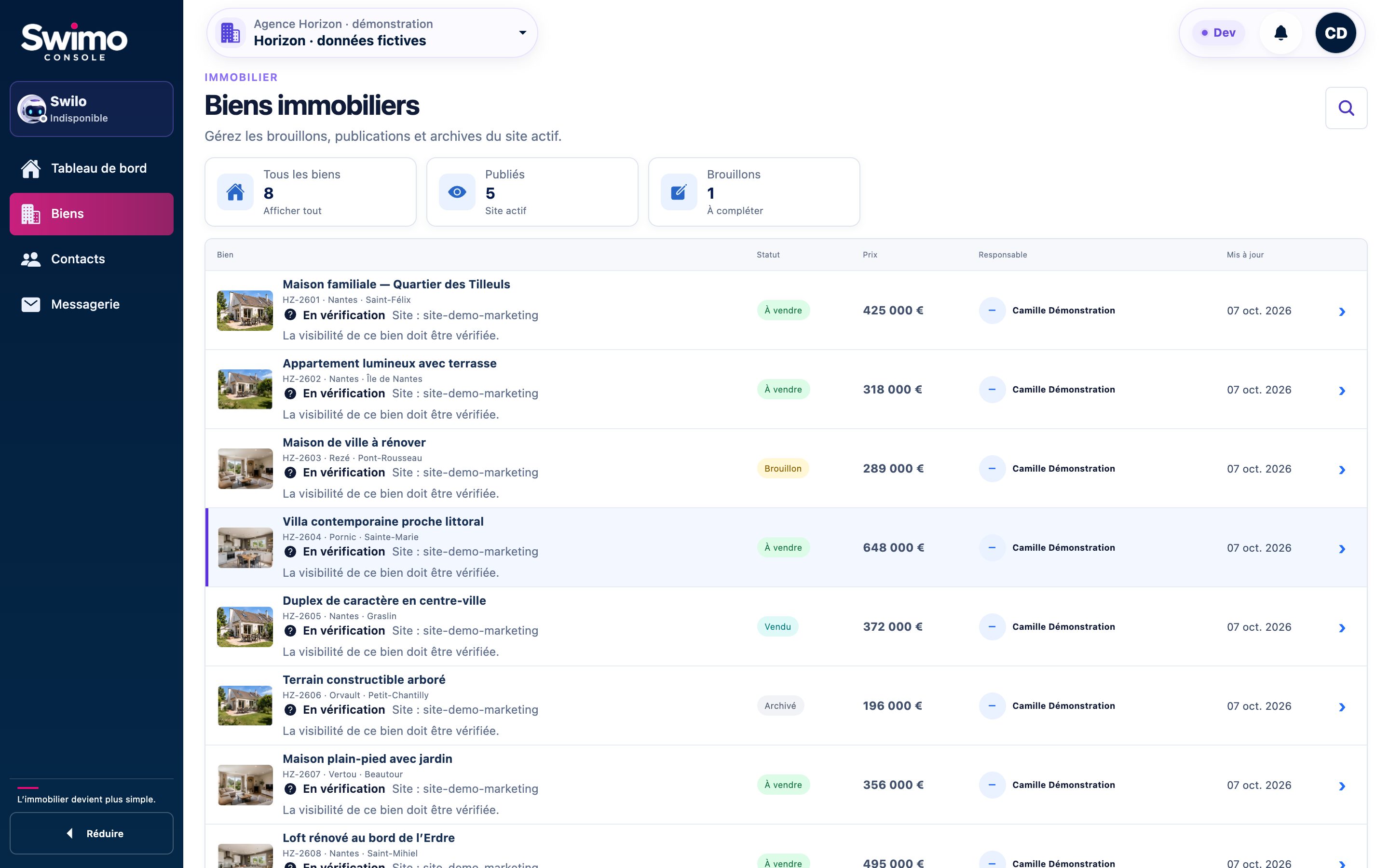 Aperçu de Swimo, la solution immobilière conçue par Swapp Design